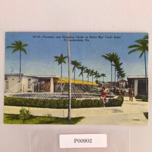 Fountain Shopping Center Bahia Mar Yacht Basin Fort Lauderdale FL 1940s Postcard